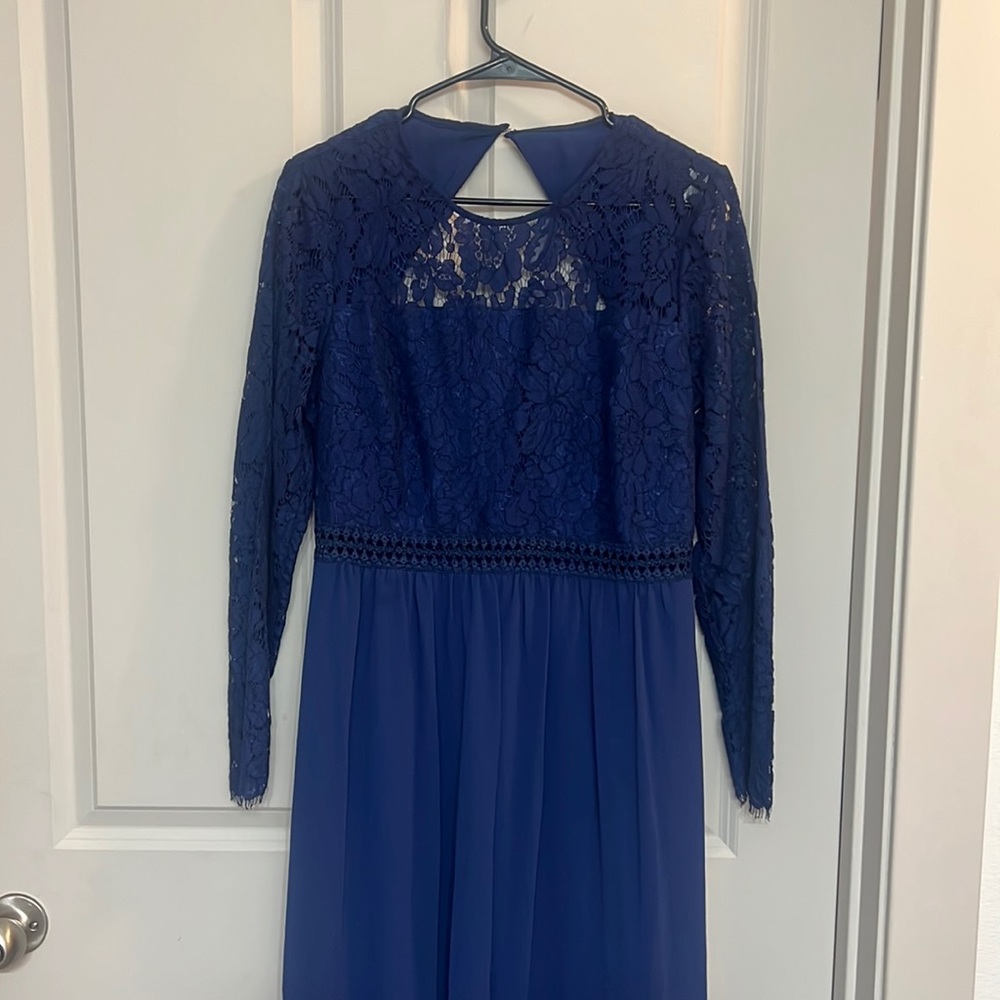 Lace Navy Maxi Bridesmaid Cocktail Dress